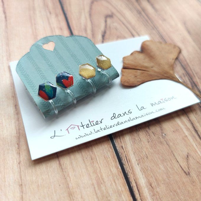 Les  mini clips hexagones, boucles d'oreilles sans perçage 