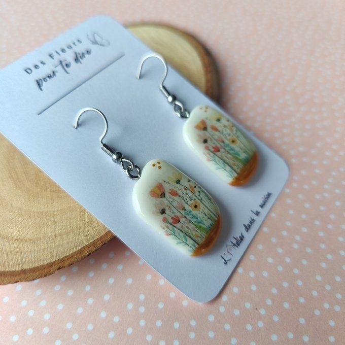 Boucles ou bracelet fleurs des champs personnalisable 