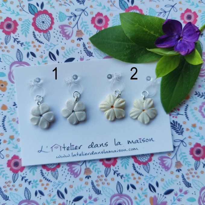 choix boucles clip sans trous fleur reflets or  ou argent