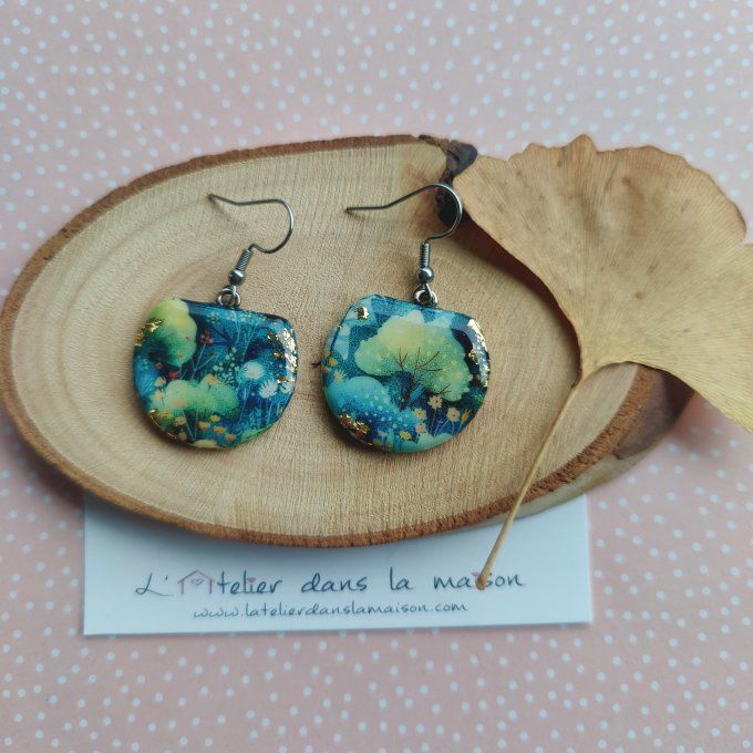 boucles d'oreilles nature et reflets or