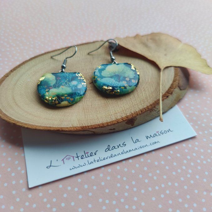 boucles d'oreilles nature et reflets or