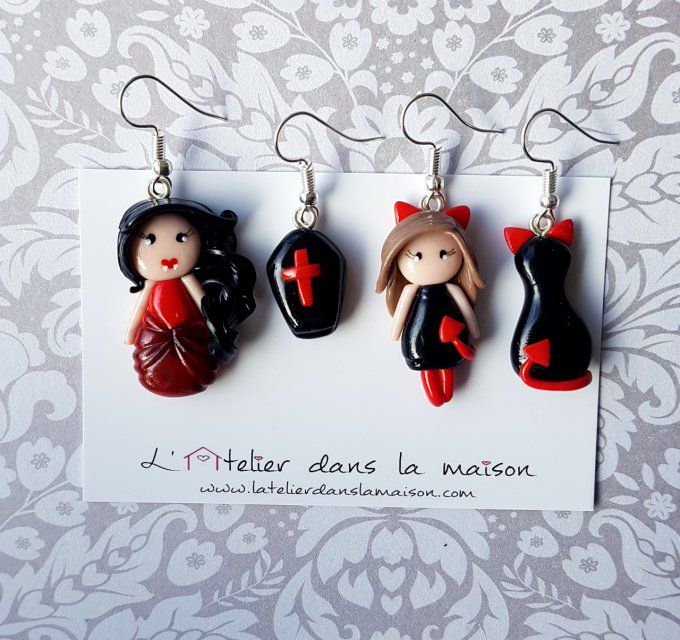 boucles d'oreilles halloween vampire ou diablesse