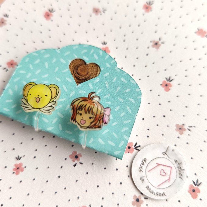 Boucles d'oreilles avec ou sans perçage Kero et Sakura