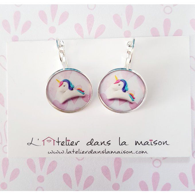 dormeuses licorne multicolore