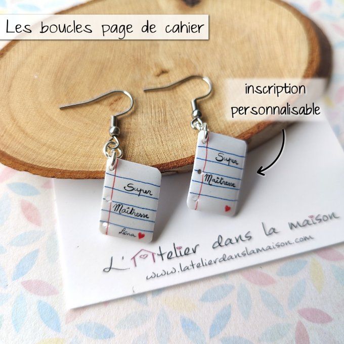 boucles  maitresse personnalisable cahier