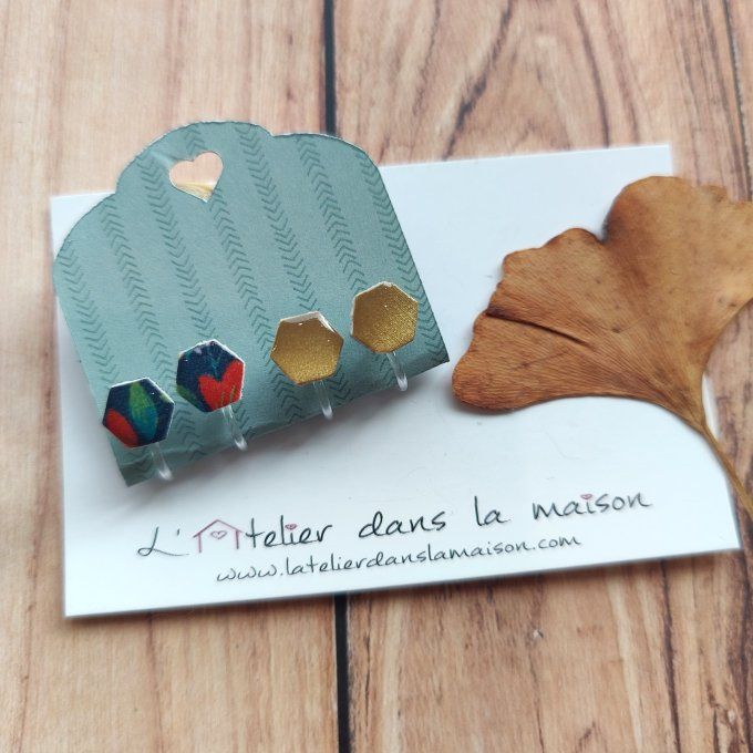 Les  mini clips hexagones, boucles d'oreilles sans perçage 