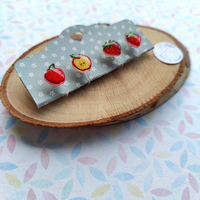Boucles d'oreilles avec ou sans perçage fraises ou pommes