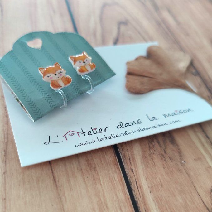Boucles d'oreilles sans perçage renard
