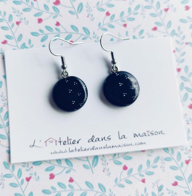 Boucles d'oreilles rondes noires et blanches 