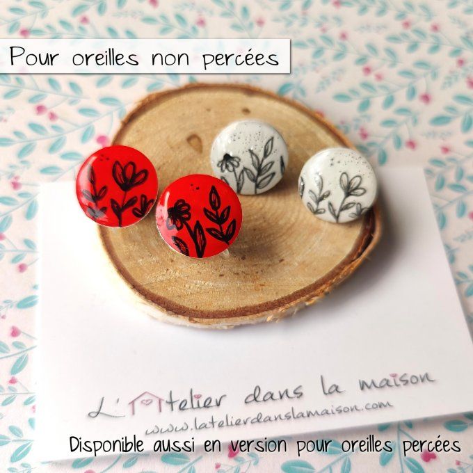 Les  clips ronds nature, boucles d'oreilles sans perçage