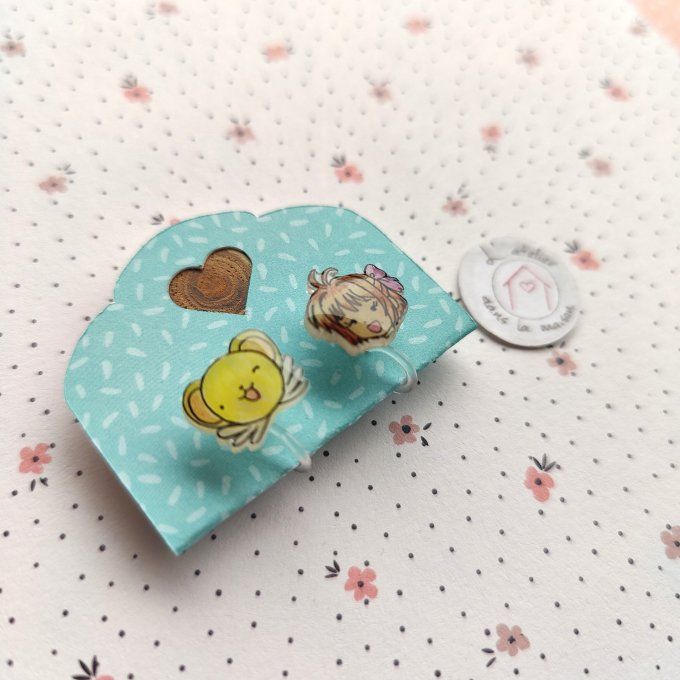 Boucles d'oreilles avec ou sans perçage Kero et Sakura