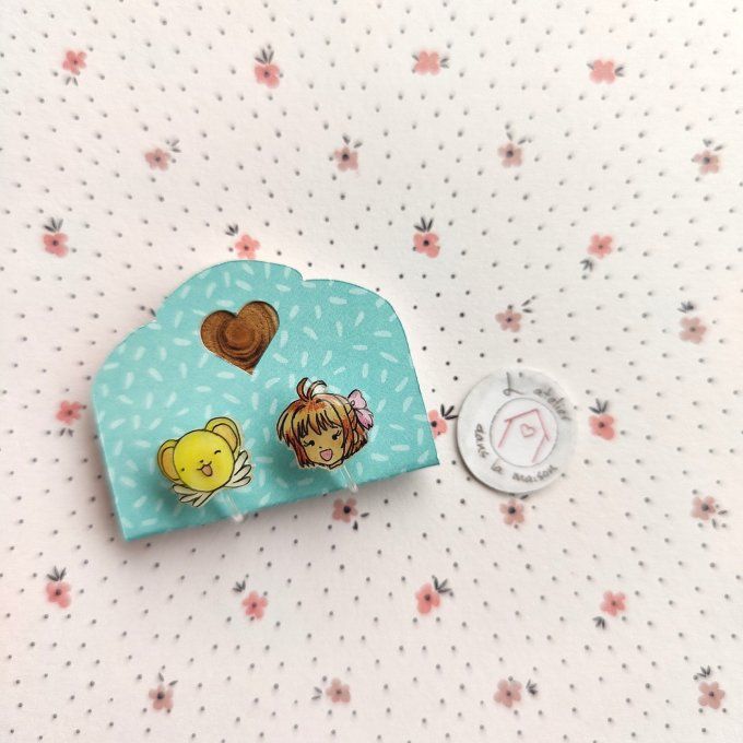 Boucles d'oreilles avec ou sans perçage Kero et Sakura