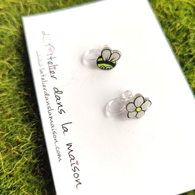 boucles sans trous abeille et fleur enfant