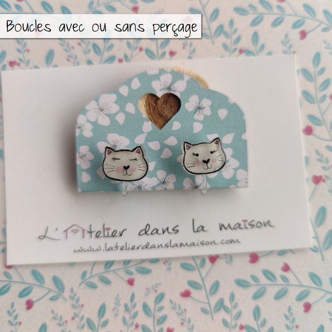 Boucles d'oreilles sans perçage chat léger défaut
