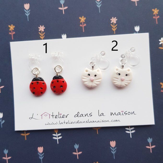 choix boucles enfant coccinelle ou chat