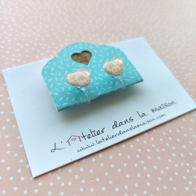 Boucles d'oreilles sans perçage coeur fleuri