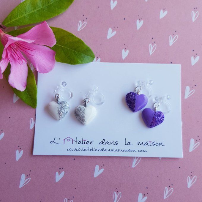 boucles coeurs clips enfants sans trous