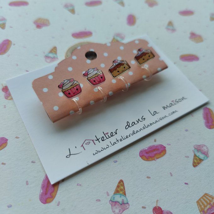 boucles sans trous clip enfant cupcake gateau