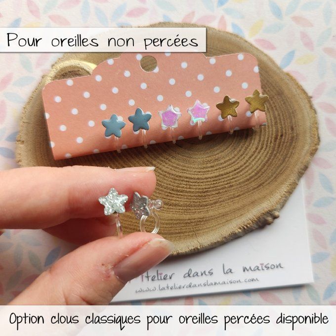 Les petits clips étoiles, boucles d'oreilles sans perçage 