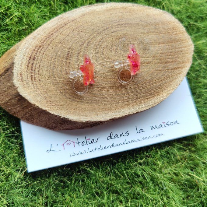 boucles étoiles or et rouge sans perçage clip enfant