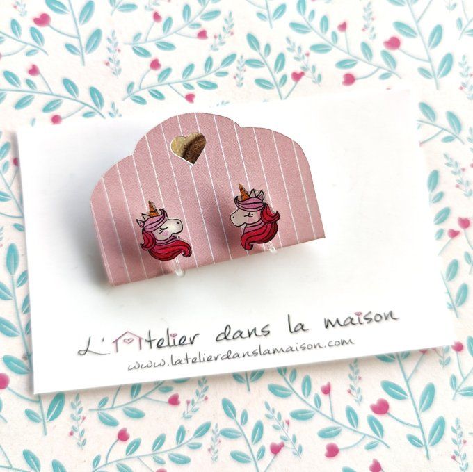 clip enfant pour oreille non percées licorne rose