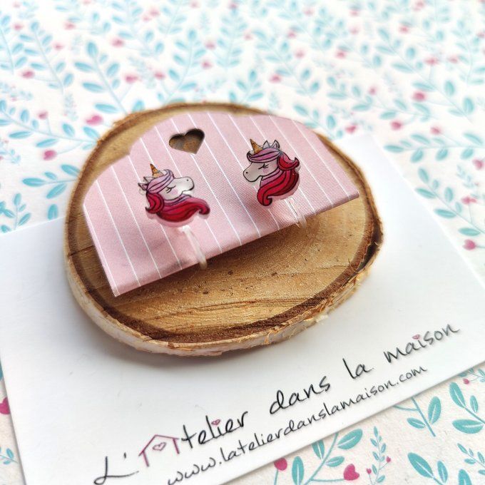 Boucles d'oreilles sans perçage licorne