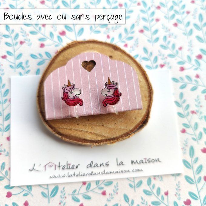 boucles sans trous clip enfant licorne