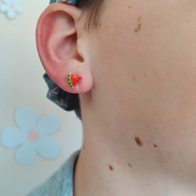 boucles sans trous pastèque clip enfant