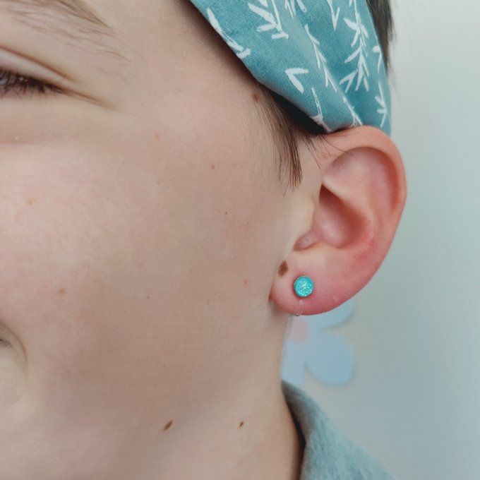 boucles rondes paillette sans trous bleues