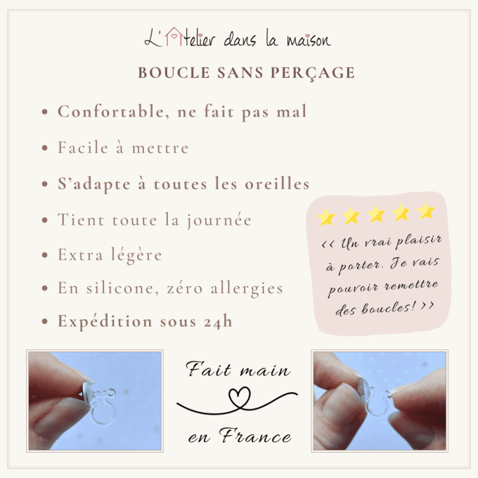 Boucles d'oreilles sans perçage Gabby, léger défaut 