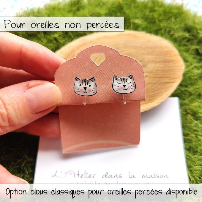 Clips pour oreilles sans trous chat