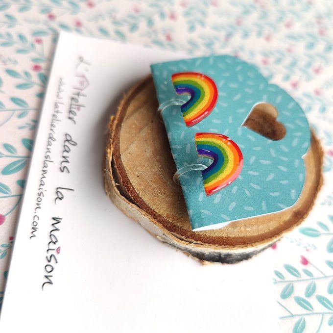 boucles sans perçage fille arc-en-ciel