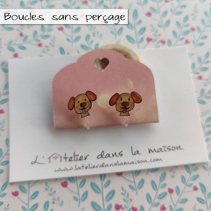 Boucles d'oreilles sans perçage chien