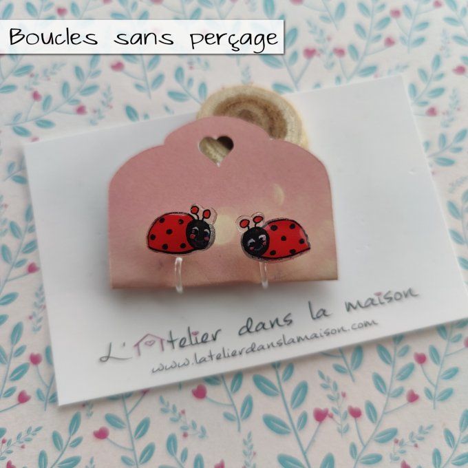 Boucles d'oreilles sans perçage coccinelle défaut