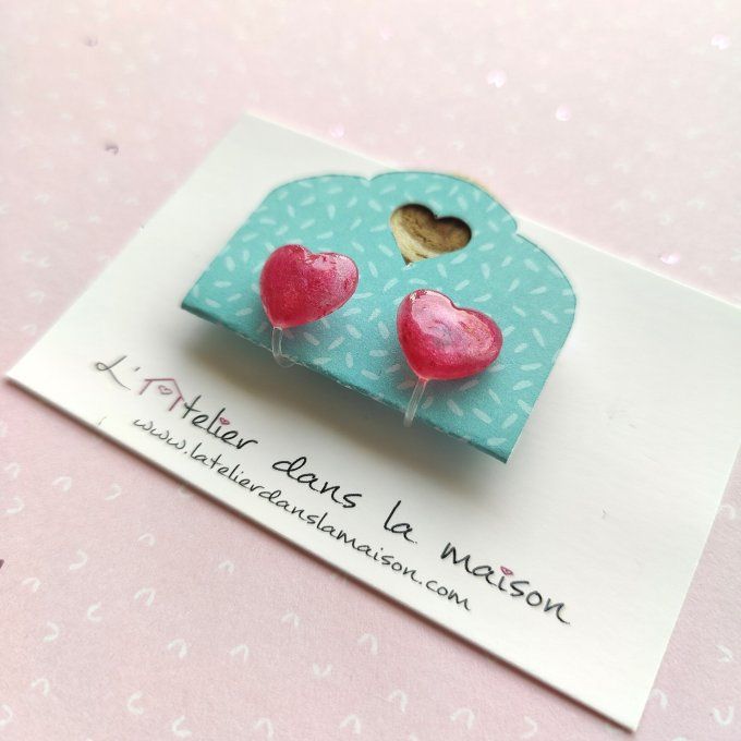 Boucles d'oreilles sans perçage coeurs roses