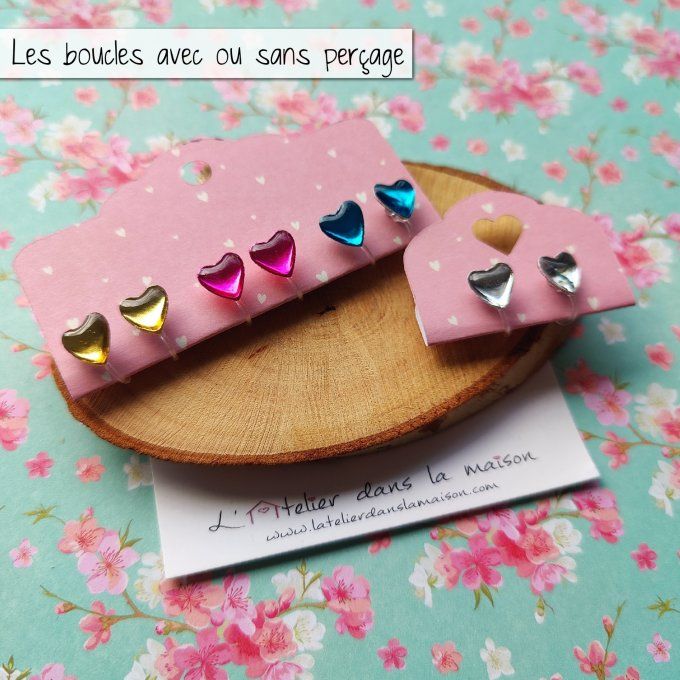 Les clips coeurs glossy, boucles d'oreilles sans perçage