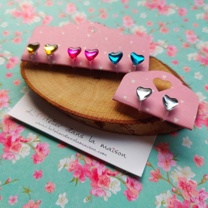 Les clips coeurs glossy, boucles d'oreilles sans perçage 