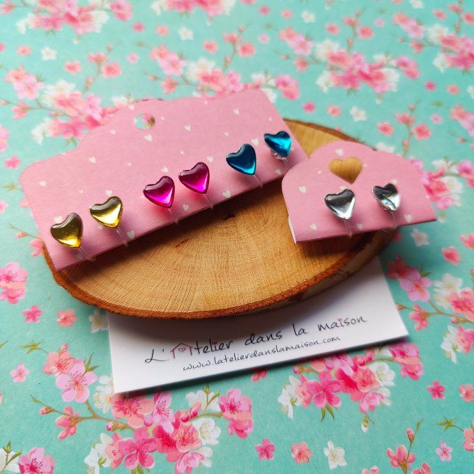 Les clips coeurs glossy, boucles d'oreilles sans perçage 