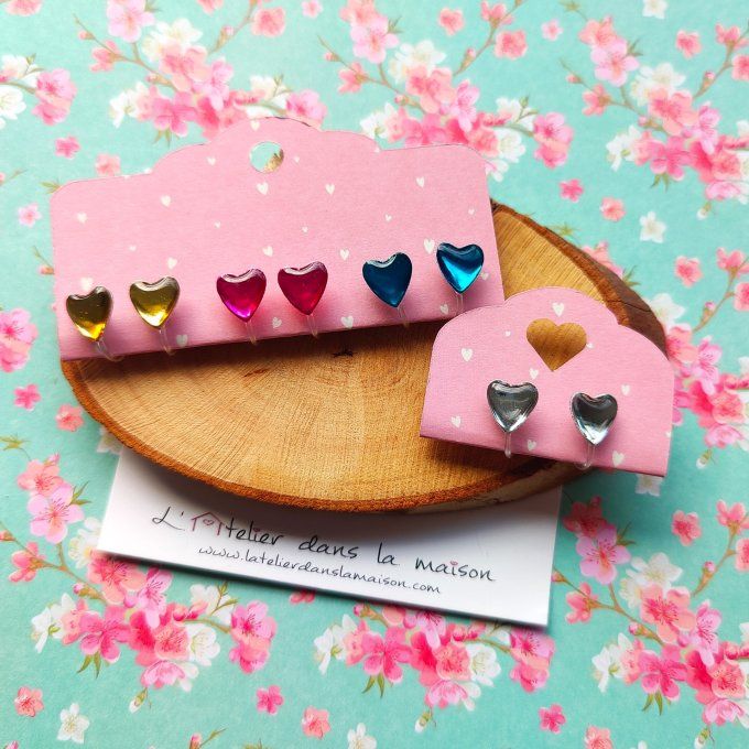 Les clips coeurs glossy, boucles d'oreilles sans perçage 