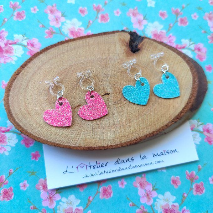 boucles coeurs à paillettes sans perçage