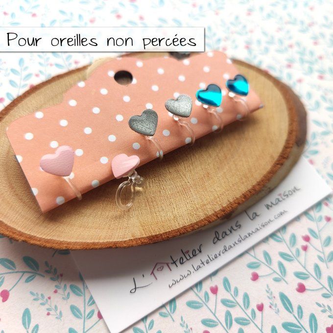 Les petits clips coeurs girly, boucles d'oreilles sans perçage 