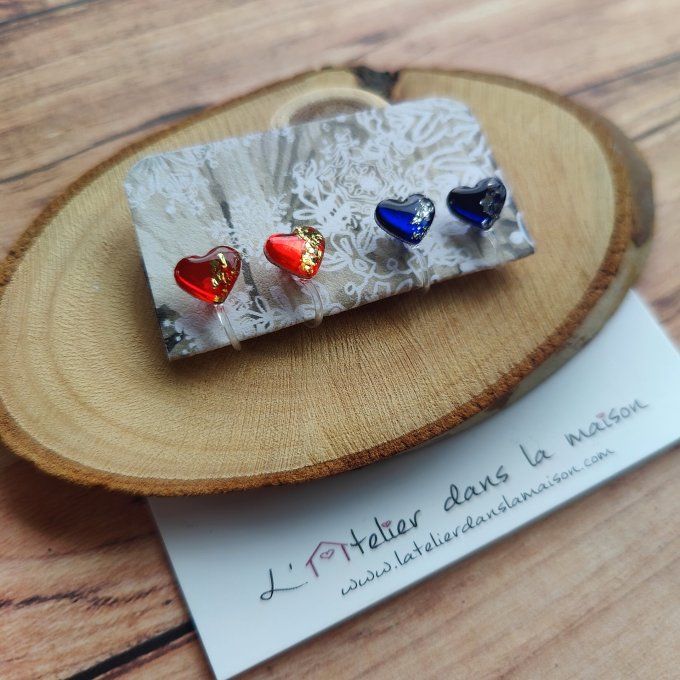 Les petits clips coeurs de Noël, boucles d'oreilles avec ou sans perçage