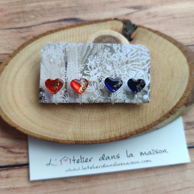 Les petits clips coeurs de Noël, boucles d'oreilles avec ou sans perçage