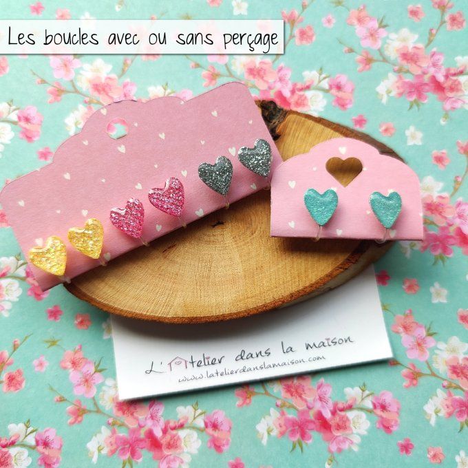 boucles sans perçage coeurs paillettés