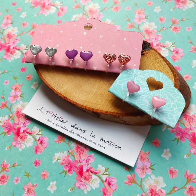 Les petits clips coeurs classiques, boucles d'oreilles avec ou sans perçage 