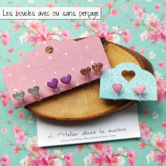 Les petits clips coeurs classiques, boucles d'oreilles avec ou sans perçage