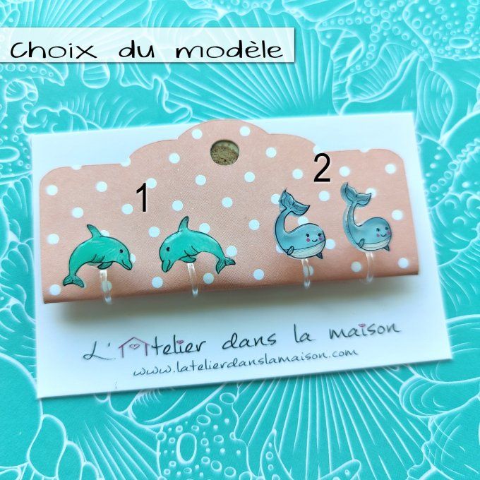 Boucles d'oreilles sans perçage dauphins