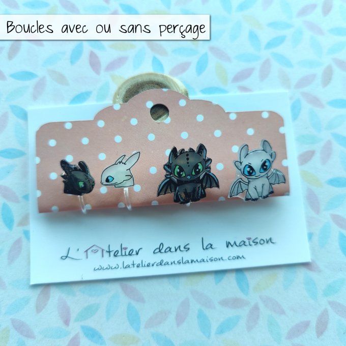 Boucles d'oreilles sans perçage couple de dragons