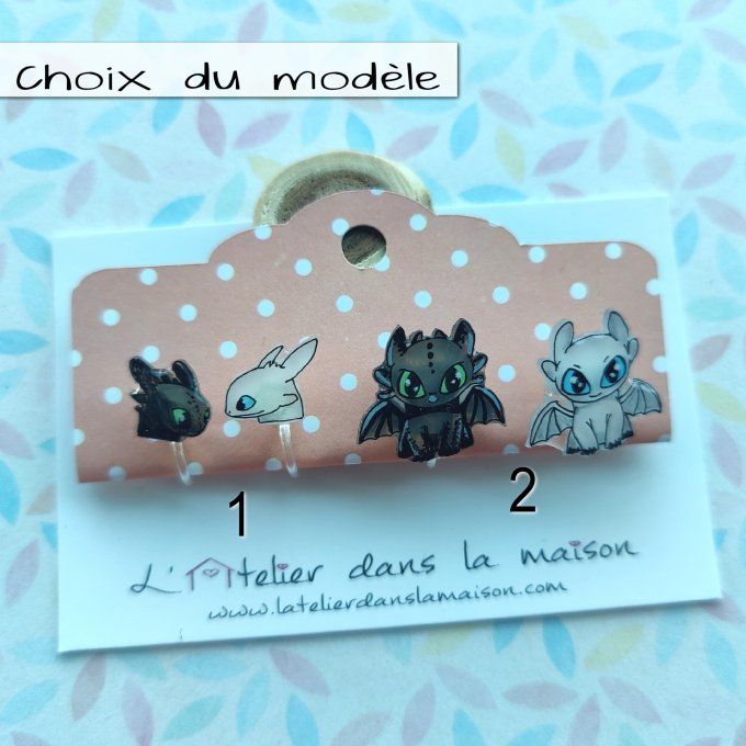 Boucles d'oreilles sans perçage couple de dragons