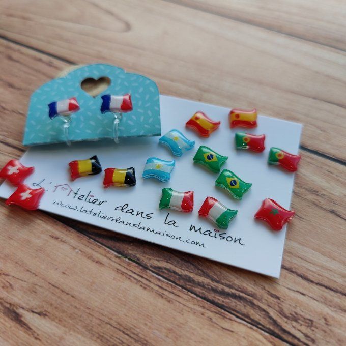 boucles sans perçage drapeau france ou monde